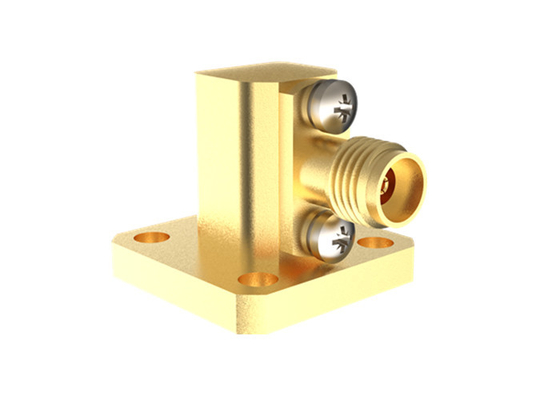 26.4GHz~40GHz WR28 BJ320 To K2.92mm Female Waveguide To Coax Adapter Right Angle K/BJ320-KF22