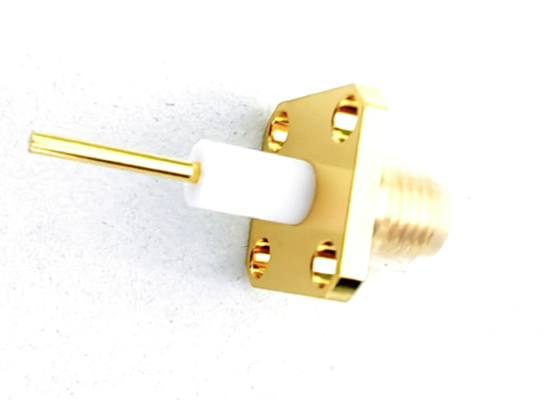 4 Hole Flange Mount SMA Female / Jack / Socket RF Coax Microstrip Connector Up To 18GHz with Insulation Convex Surface