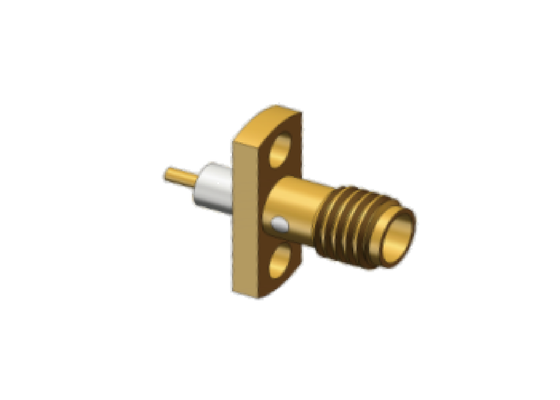 2-Hole Flange Mount Copper Alloy Mini SMA Jack RF Coax Connector Up To 18GHz