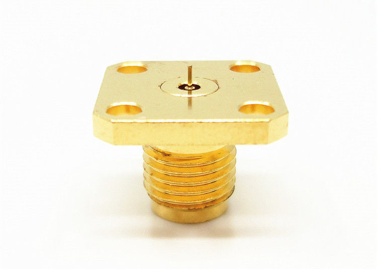 Wave Connector Gold Plated 2.4mm Female Straight 4 Holes Flange Mount Millimeter Wave ...
