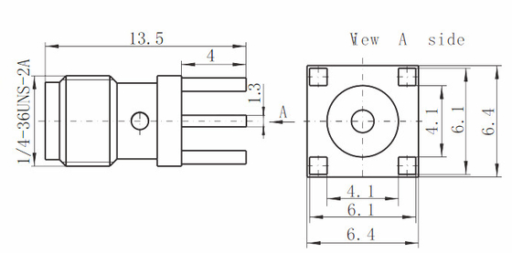 Four Legs PCB/Panel Mount SMA Female Straight Transmission Line Termination Connector