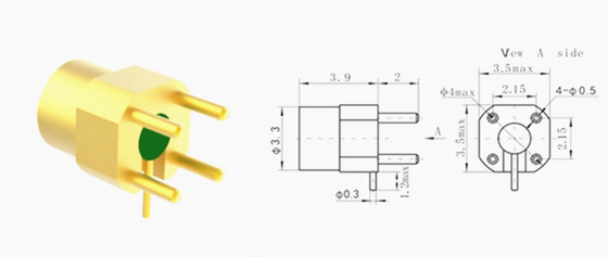 SSMP Male Right Angle RF Connector Surface Mount With Microstrip Full Detent