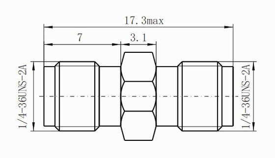 K2.92mm Female to Female RF Connector Stainless Steel Adapter 17.3mm Max