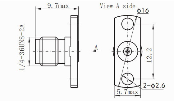 Stainless Steel Flange Female 2.92mm RF Connector 2 Holes 2mm Depth 40GHz