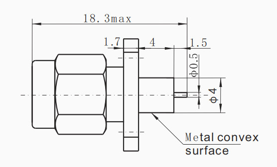 4 Hole Flange Male 40GHz RF Coaxial Connector Stainless Steel Material