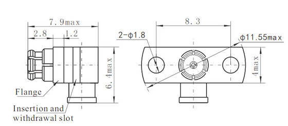 SMP Female Right Angle 2 Holes Flange Connector for 2# Semi Rigid/Flexible Cable