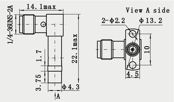 SMA Female to SMP Male Flange Mount RF Connector Right Angle
