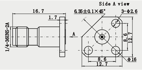 50Ohm 2.92mm Stainless Steel RF Coaxial Connector Straight Type K Female