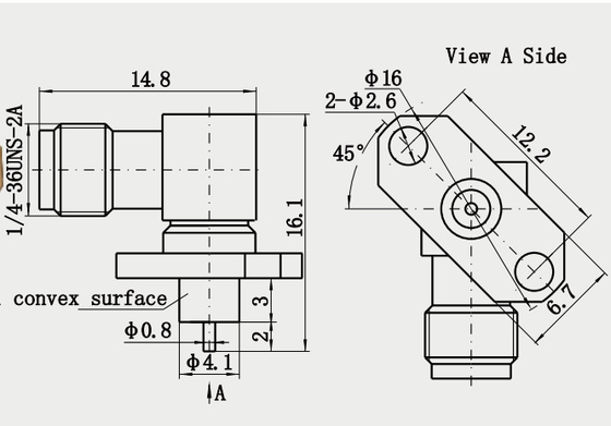 50Ohm Right Angle Female Connector 2 Holes Flange Mount SMA Connector