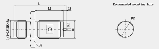 Stainless Steel End Launch SMA Connector Female Bulkhead