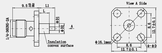 Four Holes Flange Panel Mount 50Ω 18GHz SMA RF Connector