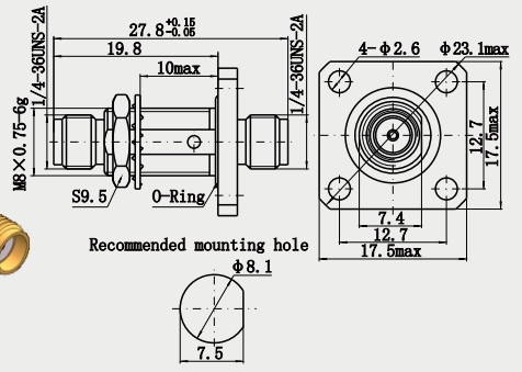 Flange Bulkhead Mount SMA Female to Female Adapter RF Coaxial Connector