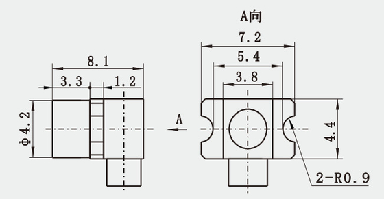 Male SMP RF Connector Right Angle Flange Mount Limited Detent