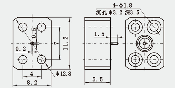 SMP Series Male Connector 4 Hole Flange Mount With Microstrip RF Plug For Optimal Signal Transmission