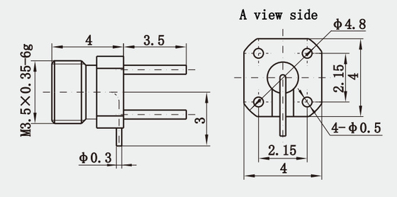 SSMP / SMPM Male Right Angled PCB Mount Full Detent RF Connector DC 50GHz
