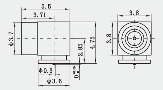 Brass PCB Mount Full Detent RF Connector SSMP Male Right Angle