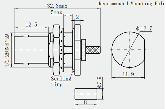 BNC Waterproof Female Bulkhead Crimp Type Connector In Wet Environments