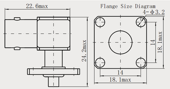 BNC Female Right Angle Flange Mount RF Connector For 2# Semi Flexible / Rigid Cable