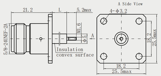 N Female 50Ω Flange PCB Mount RF Connector With Long Microstrip For Optimal RF Performance