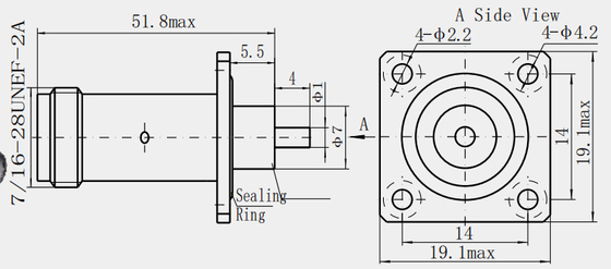 TNC Female Waterproof 4 Hole Flange PCB Mount RF Connector Excellent Signal Transmission