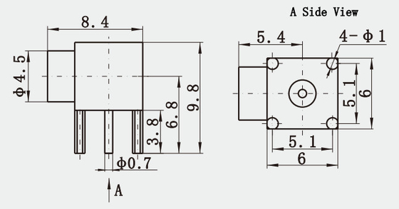 Male PCB Mount SMP RF Connector Limited Detent Right Angle Engagement Depth 2.79