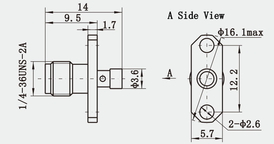 Brass SMA Female Flange Mount RF Connector for CXN3506/MF108A Cable