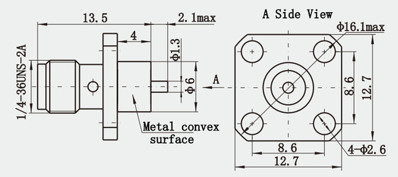 Brass Gold Plated SMA Female RF Flange MountMicro-strip Connectors