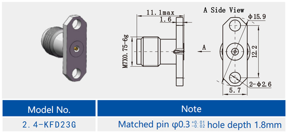 50Ω Stainless Steel Female RF Coaxial Connector Lifetime 500Cycles for Industrial