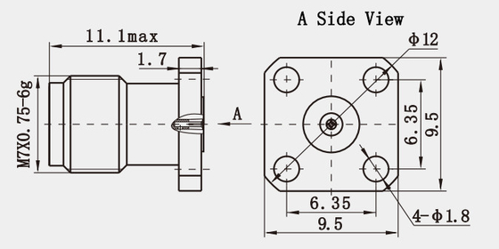 2.4mm Female Microstrip RF Connector Stainless Steel Material With 4-hole Flange