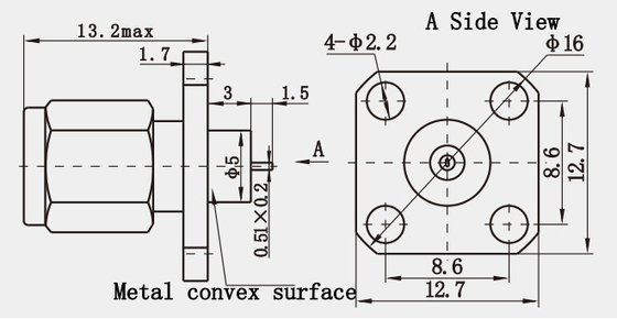 2.4 Milinetre Wave Series RF Stainless Steel Male Plug Connector with Microstrip