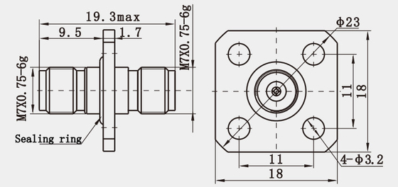 2.4mm Water Seal Stainless Steel Female to Female RF Adapter Connector