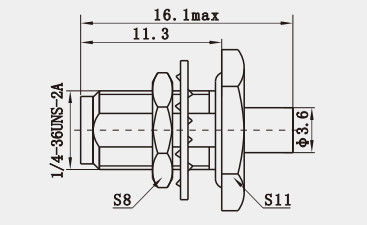 K2.92 Female Bulkhead RF Connector for 2 Semi-rigid / flexible Cable 50Ohm Impendence