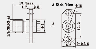 Brass K2.92 Female 2-hole Flange RF Coaxial Connector for 2#Semi-rigid/flexible Cable