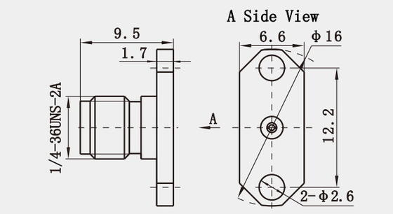 K2.92mm Female Stainless Steel 2-hole Flange RF Coaxial Connector With Micro-strip