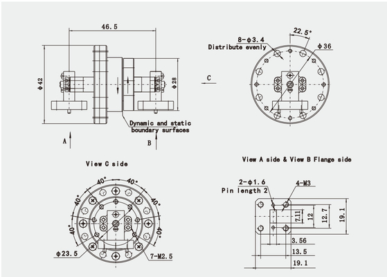 Double RA U-Shape Microwave Waveguide Rotary Joints Application In Communication RJ-1L-BJ320-5