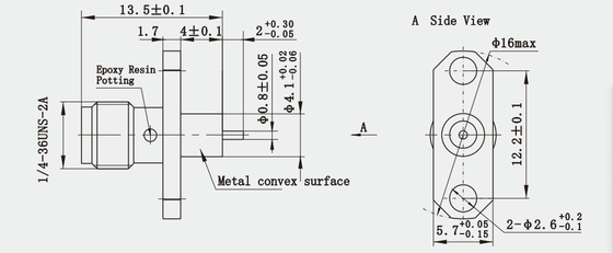 Female 2-hole Flange SMA Series RF Coaxial Connector with Gold Plating