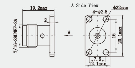 TNC Female 4-hole Flange RF Coaxial Connector with Microstrip