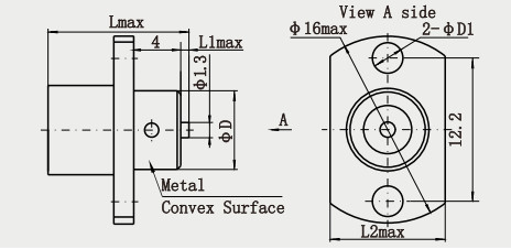 BMA Female Brass Flange Mount with Microstrip RF Coaxial Connector