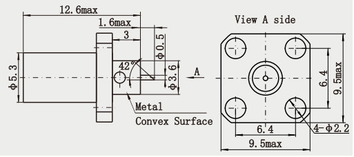 SBMA Brass Female 4-hole Flange RF Coaxial Connector with Microstrip