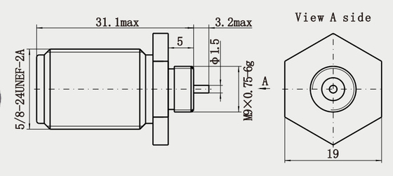 N Female Nickel Plated Bulkhead RF Coaxial Connector With Microstrip