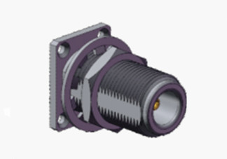 N 4-hole Flange Bulkhead Nickel Plated RF Coaxial Connector with Microstrip