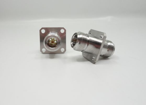 Stainless Steel N Type Straight 4 Hole Flange Mount Female to Female Coaxial Adapter for Equipment