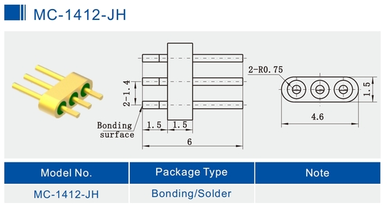 3 Pins Hermetic Multi Pin Header Connector With Milling Flat Bonding Surface MC-1412-JH