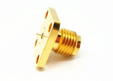 Gold Plated 2.4mm Female Straight 4 Holes Flange Mount Millimeter Wave Connector