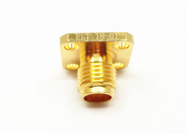 Gold Plated 2.4mm Female Straight 4 Holes Flange Mount Millimeter Wave Connector