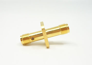 4 Hole Flange Mount SMA Female to Female RF Adapter / RF Antenna Adapter Gold Plated