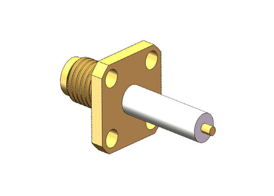 Four Holes Flange Panel Mount 50Ω 18GHz SMA RF Connector