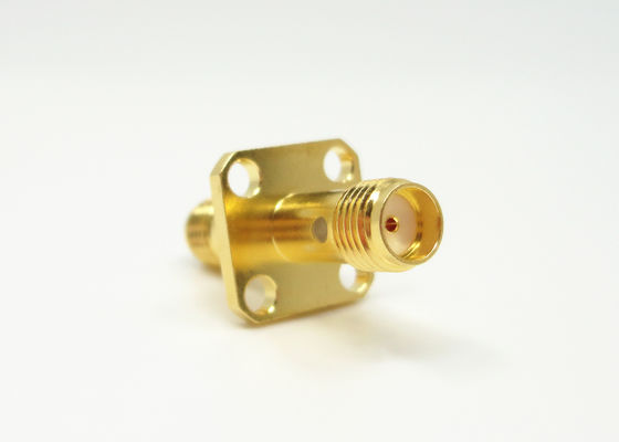 4 Hole Flange Mount SMA Female to Female RF Adapter / RF Antenna Adapter Gold Plated