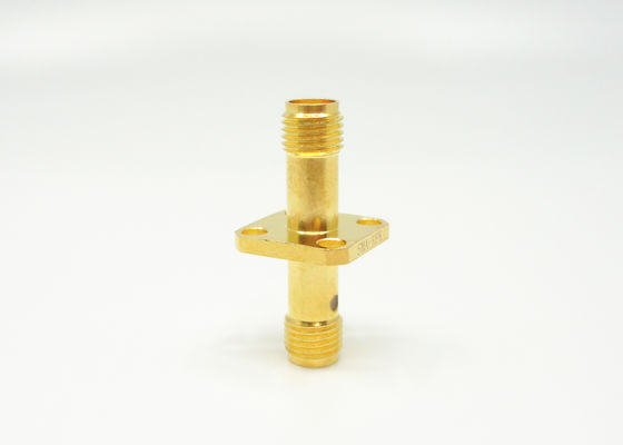4 Hole Flange Mount SMA Female to Female RF Adapter / RF Antenna Adapter Gold Plated