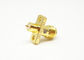 Gold Plated Brass 2 Holes Flange Mount Straight RF Coaxial Jack Microstrip Connector